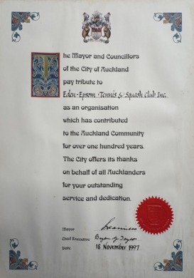 100 Year Congratulatory letter from the Mayor of Auckland, 1987