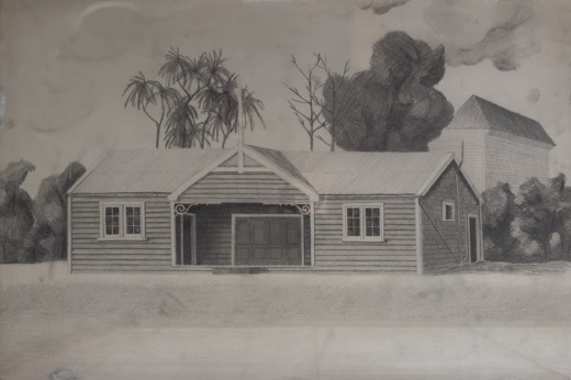 Sketch of Original Tennis Pavilion donated by Mr E Seay