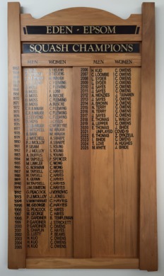 Squash Champions Honours Board, 1963-