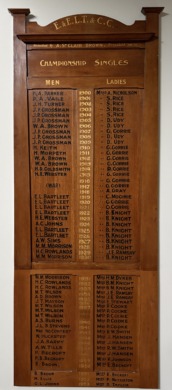 Tennis Champion Singles Honours Board, 1900-1953