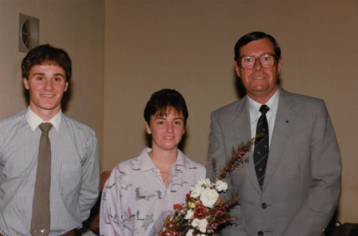 John Oakley, Susan Devoy and  Tony Crookbain, 1984